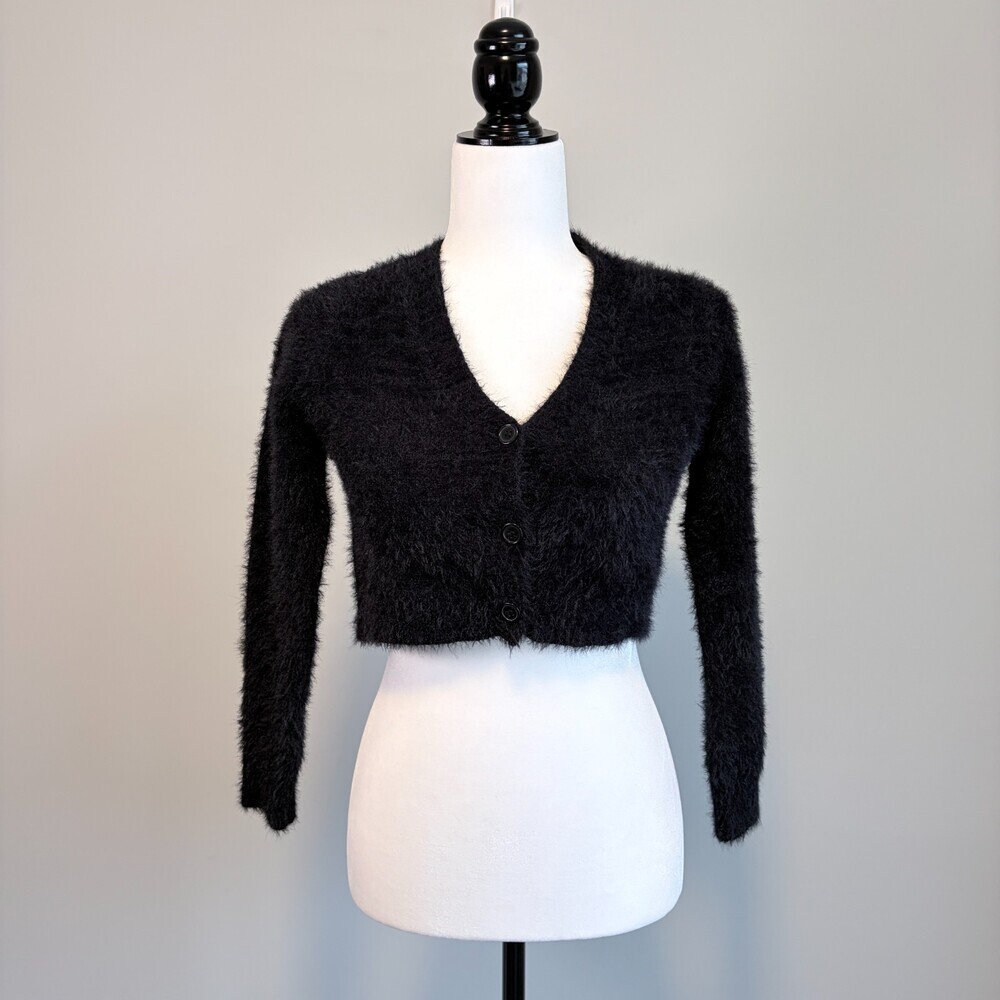 Emory Park Cardigan Cropped Formal Dark Romantic Black Size Small